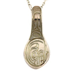 Alfred Seaweed (1949-2020) - Kwakiutl First Nations - Silver Engraved Spoon Pendant and French Hook Earrings Set c. 1990s