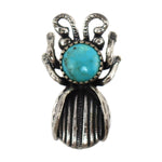 Navajo - Turquoise and Silver Bug Pin c. 1960-70s, 1" x 0.75"