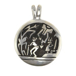 Joe Josytewa - Hopi - Sterling Silver Overlay Pendant c. 1980-90s, 2" x 1.5"