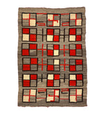 Navajo Transitional Blanket with Crosses and Checkered Design c. 1890-1900s, 75.5" x 52.5"