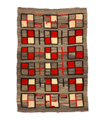 Navajo Transitional Blanket with Crosses and Checkered Design c. 1890-1900s, 75.5" x 52.5"