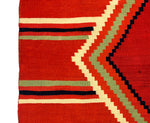 Navajo Late Classic Blanket with Raveled Bayeta and Indigo Dye c. 1870s, 70.5" x 50"