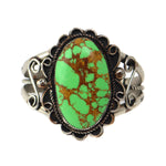 Possibly Gary Nez - Navajo - Gaspeite and Silver Bracelet with Stamped Design c. 1970s, size 7