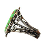 Possibly Gary Nez - Navajo - Gaspeite and Silver Bracelet with Stamped Design c. 1970s, size 7