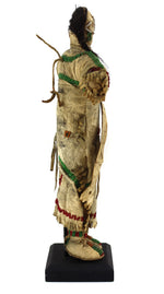 Plains Beaded Leather Doll with Custom Stand c. 1890s, 12.625" x 6" x 3.25"