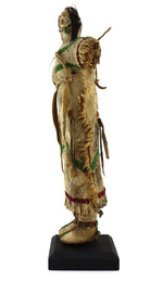 Plains Beaded Leather Doll with Custom Stand c. 1890s, 12.625" x 6" x 3.25"