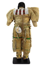 Plains Beaded Leather Doll with Horsehair Braids on Custom Stand c. 1890s, 12" x 7" x 2.5"