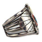 Navajo - Multi-Stone and Silver Bracelet with Leaf Design c. 1960s, size 6.25
