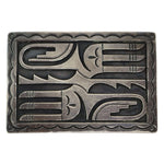 Hopi - Silver Overlay Belt Buckle with Pictorial Design c. 1940-50s, 2.125" x 3.125"
