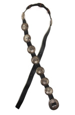 Sidney & Arlene Nez - Navajo - Sterling Silver and Leather Concho Belt c. 1980s, 30" - 32" size waist