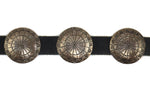 Sidney & Arlene Nez - Navajo - Sterling Silver and Leather Concho Belt c. 1980s, 30" - 32" size waist