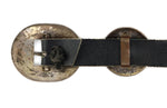 Sidney & Arlene Nez - Navajo - Sterling Silver and Leather Concho Belt c. 1980s, 30" - 32" size waist