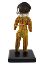 Mojave Ceramic Doll with Heishi Necklace and Earring c. 1920s, 5.75" x 2.25" x 1.25"