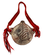 Zuni Polychrome Canteen with Bird Pictorials c. 1870s, 5.25" x 7" x 6"