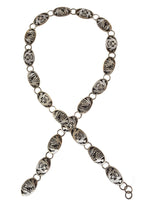 Nathan Fred Sr. and Hopi Crafts - Hopi - Sterling Silver Overlay Link Belt with Kachina Designs c. 1980s, 39.25" length