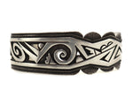 Michael Kabotie (1942-2009) - Hopi - Silver Overlay Pictorial Bracelet c. 1980s, size 7.375