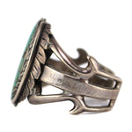 Navajo - Turquoise and Silver Bracelet with Feather Design c. 1960-70s, size 6.125