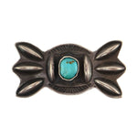 Navajo - Turquoise and Silver Button with Stamped Design c. 1930s, 0.875" x 1.75"