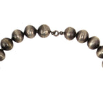 Attributed to Lena Buth - Navajo - Turquoise and Coin Silver Squash Blossom Necklace with Stamped Design c. 1930-40s, 26" length