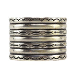Navajo - Silver Bracelet with Stamped Designs c. 1930s, size 6.625