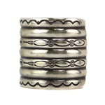 Navajo - Silver Bracelet with Stamped Designs c. 1930s, size 6.625