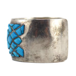 Zuni - Sleeping Beauty Turquoise Cluster and Silver Bracelet c. 1950s, size 6.5