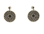 Roland Begay - Navajo Contemporary Sterling Silver Overlay Squash Blossom Post Earrings, 1" x 0.75"