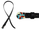 Ben Eustace (1924-2007) - Zuni - Multi-Stone Channel Inlay, Silver, and Leather Belt c. 1950s, 27.5" - 34.5" size waist