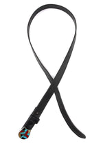 Ben Eustace (1924-2007) - Zuni - Multi-Stone Channel Inlay, Silver, and Leather Belt c. 1950s, 27.5" - 34.5" size waist