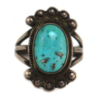 Navajo - Turquoise and Silver Ring c. 1950s, size 6.75