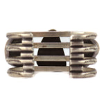 Navajo - Turquoise and Silver Row Bracelet with Stamped Design c. 1930s, size 6.25