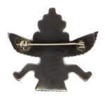 Zuni - Multi-Stone Inlay and Silver Knifewing Pin c. 1930-40s, 1.625" x 1.75"
