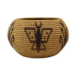 Washoe Polychrome Basket with Butterfly Pictorials c. 1910s, 4.75" x 7.75"