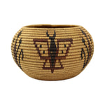 Washoe Polychrome Basket with Butterfly Pictorials c. 1910s, 4.75" x 7.75"