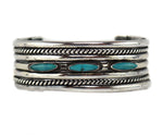 Navajo - Turquoise and Silver Row Bracelet with Twist Design c. 1950s, size 7