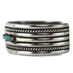 Navajo - Turquoise and Silver Row Bracelet with Twist Design c. 1950s, size 7