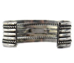Navajo - Turquoise and Silver Row Bracelet with Twist Design c. 1950s, size 7
