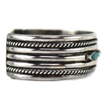 Navajo - Turquoise and Silver Row Bracelet with Twist Design c. 1950s, size 7