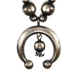 Miramontes - Contemporary Silver Squash Blossom Necklace with Sandcast Naja, 25" length