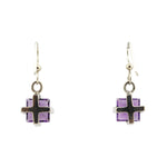 Sam Patania - "Dream Square Earrings" Amethyst and Sterling Silver French Hook Earrings, 1.25" x 0.625"