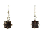 Sam Patania - "Dream Square Earrings" Smoky Quartz and Sterling Silver French Hook Earrings, 1.25" x 0.625"