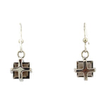 Sam Patania - "Dream Square Earrings" Smoky Quartz and Sterling Silver French Hook Earrings, 1.25" x 0.625"