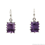 Sam Patania - "Grand Cathedral Earrings" Amethyst and Sterling Silver French Hook Earrings, 1.25" x 0.75"