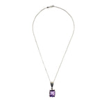 Sam Patania - "Grand Cathedral Pendant" Amethyst and Sterling Silver Necklace, 1.5" x 0.5" pendant