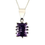 Sam Patania - "Grand Cathedral Pendant" Amethyst and Sterling Silver Necklace, 1.5" x 0.5" pendant