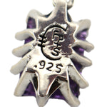 Sam Patania - "Grand Cathedral Pendant" Amethyst and Sterling Silver Necklace, 1.5" x 0.5" pendant