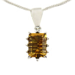 Sam Patania - "Grand Cathedral Pendant" Citrine and Sterling Silver Necklace, 1.5" x 0.625" pendant
