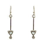 Sam Patania - "Brilliant Trillion Earrings" Green Amethyst and Sterling Silver French Hook Earrings, 2" x 0.25"
