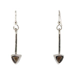 Sam Patania - "Brilliant Trillion Earrings" Smoky Quartz and Sterling Silver French Hook Earrings, 1.875" x 0.375"