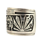 Berra Tawahongva - Hopi - Contemporary Sterling Silver Overlay Bracelet with Kachina Pictorials, size 7